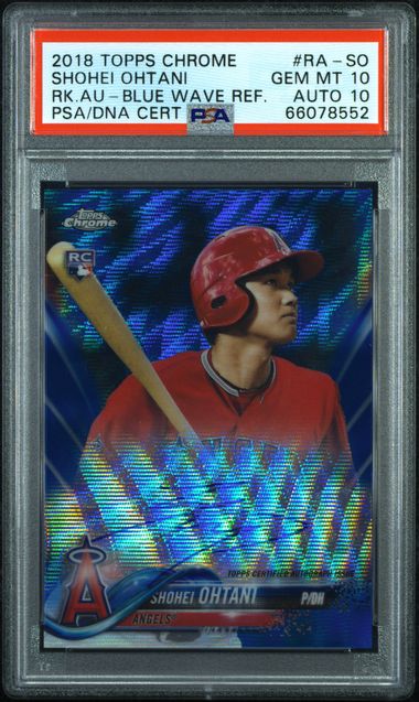 2018 TOPPS CHROME ROOKIE AUTOGRAPH #RA-SO SHOHEI OHTANI RK.AU-BLUE WAVE REF.